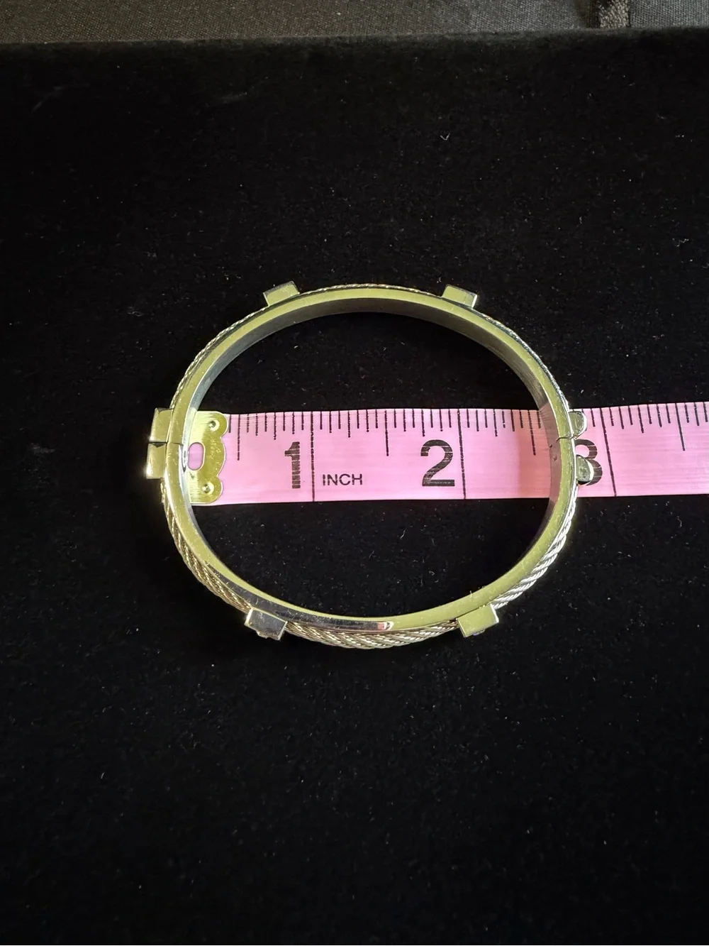 Chisel Stainless Steel Two-Tone Cable Bracelet with Crystal Accents